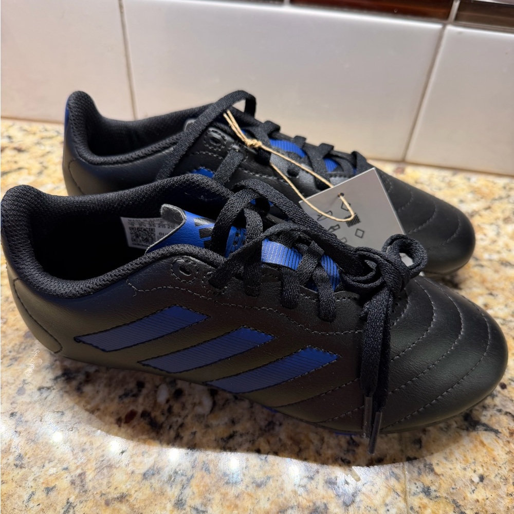 Kids Black and Blue Addidas Cleats